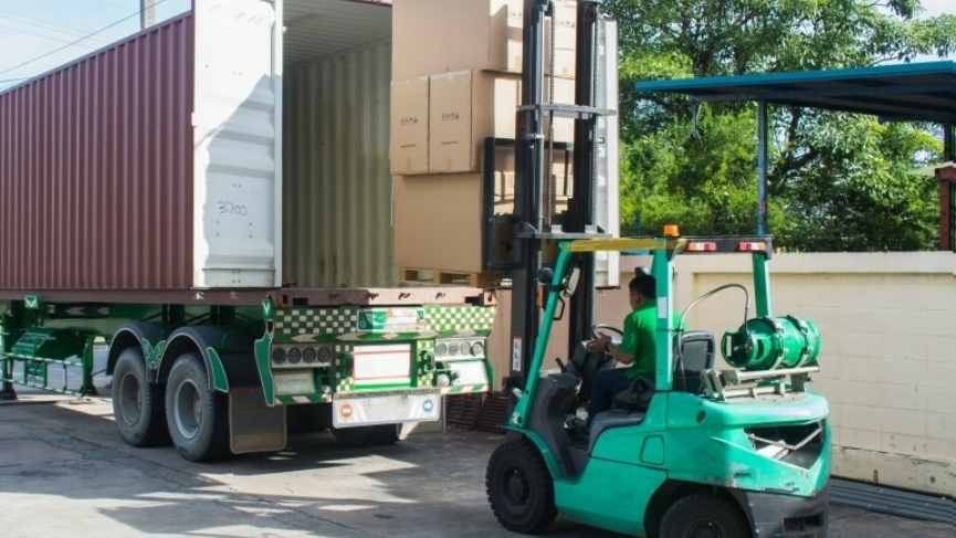 Container loading with forklift